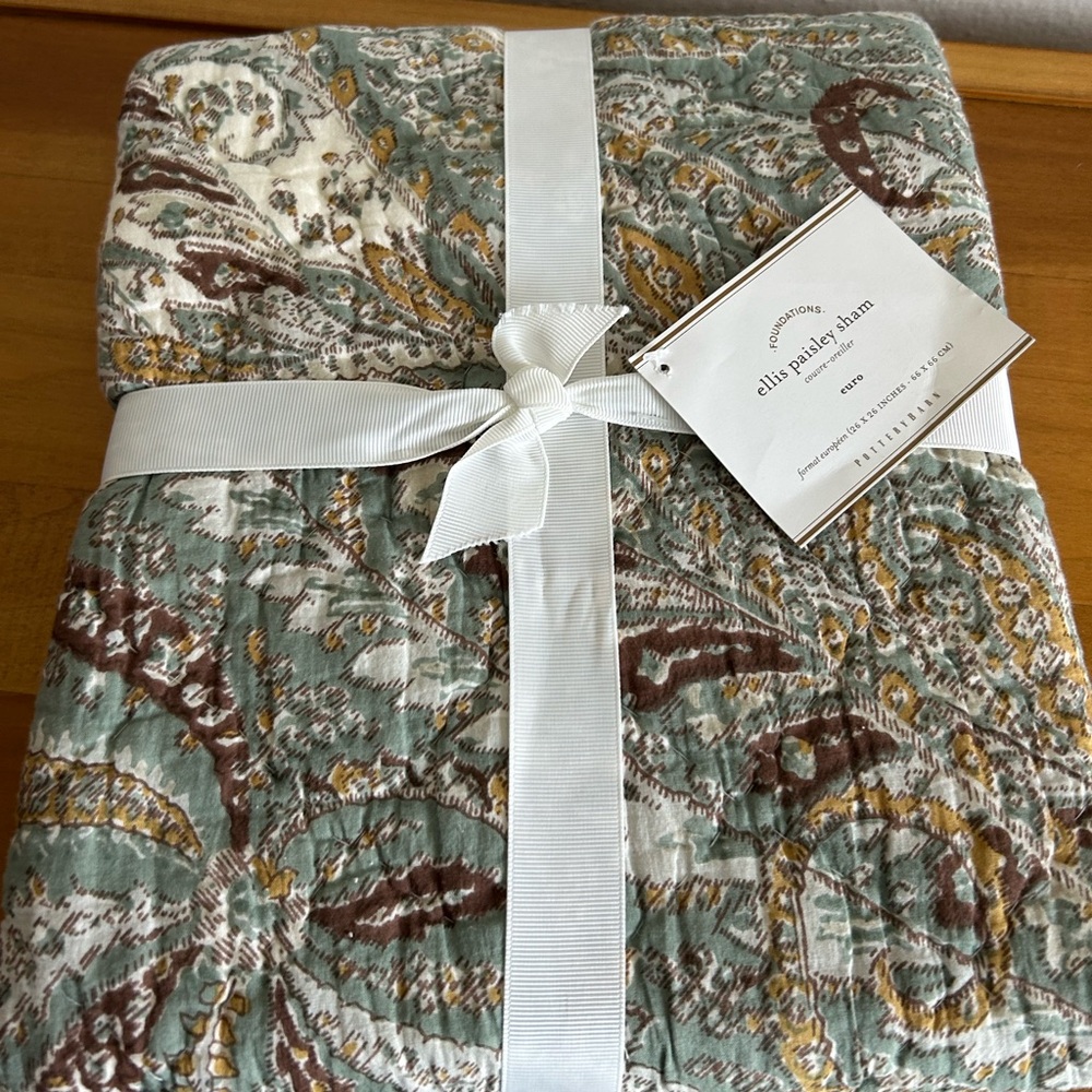 NEW Ellis paisley sham pottery barn euro size